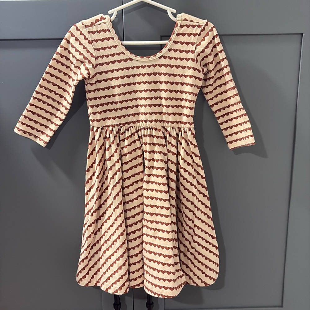 Alice + Ames Red Heart Stripe Long Sleeve Ballet Dress